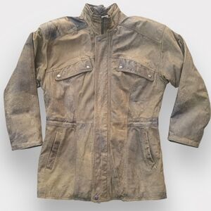 Vintage Korean I.O.U. Leather Green Coat Men's Size Small